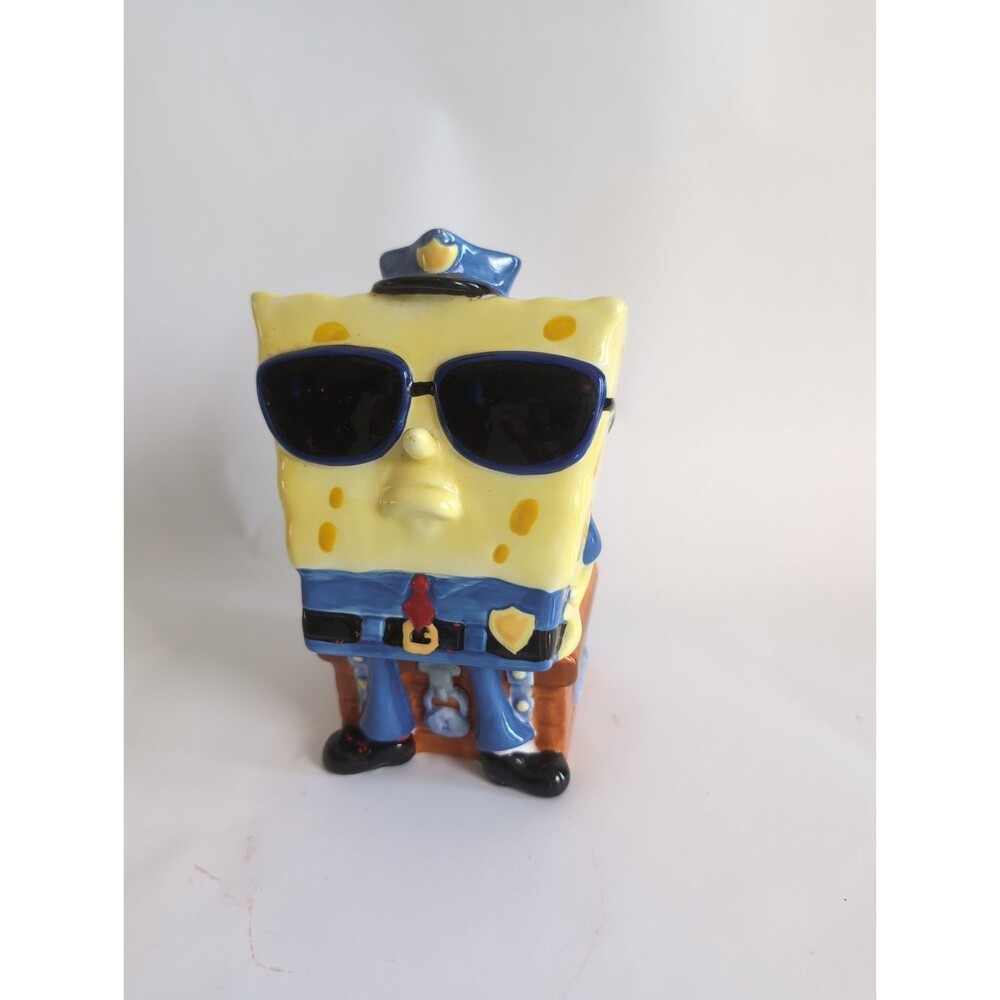 SpongeBob Square Pants Police Officer with Shades on Coin Bank Ceramic